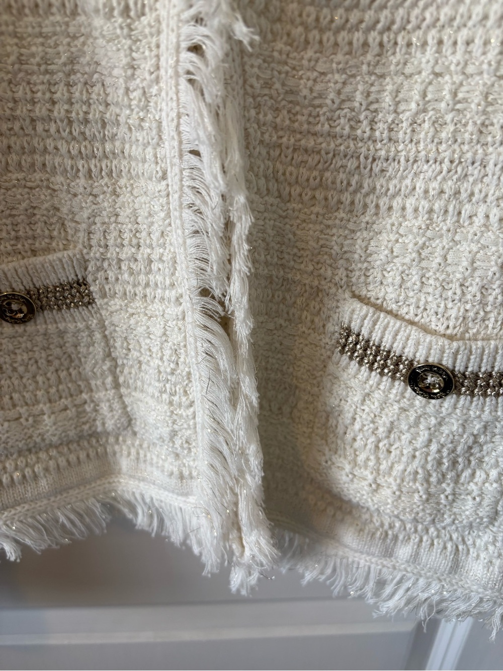 Lilly Pulitzer Cream Bouclé Fringe Trim Jacket - Picture 11 of 12